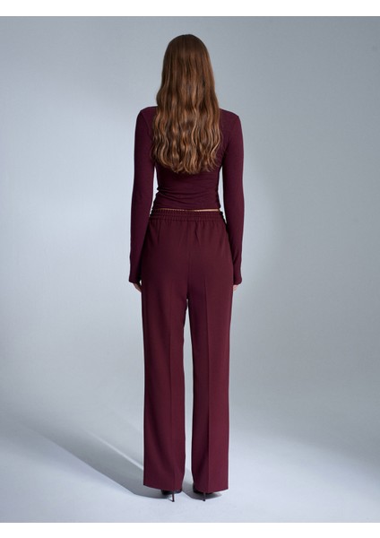 72209 Beli Lastikli Pantolon-Bordo fiyatları
