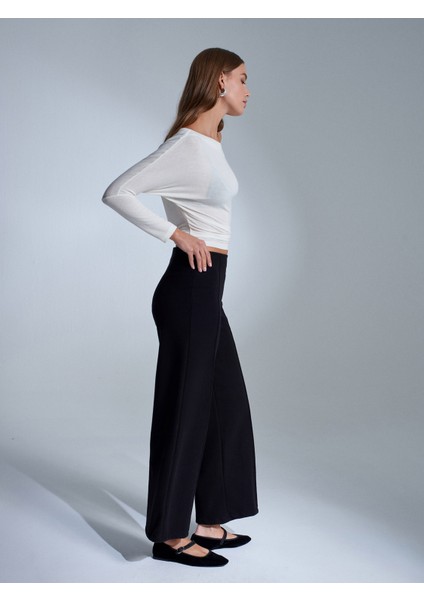 71941 Beli Lastikli Geniş Paça Eşofman-Siyah modelleri