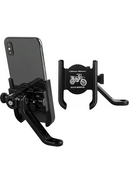 Dikiz Ayna Bağlantılı Alüminyum Motosiklet Telefon Tutacağı