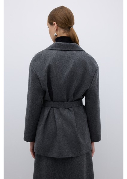 %100 Yün Beli Seyyar Kemerli Kaban Koyu Gri K2619009_058 fiyatları