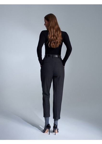 72213 Kıvrık Paça Kemerli Pantolon-Antrasit modelleri
