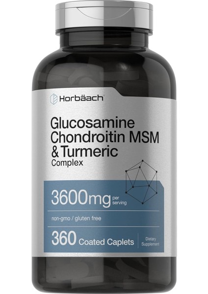 Horbäach Glucosamine Chondroitin Msm 3600 Mg 360 Caplets Advanced Formula With Turmeric