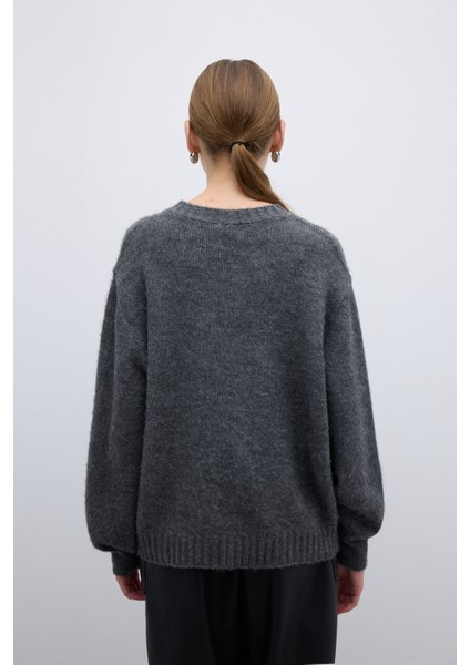 Yün Karışımlı Triko Kazak Standart Renk K2671028_089 fiyatları