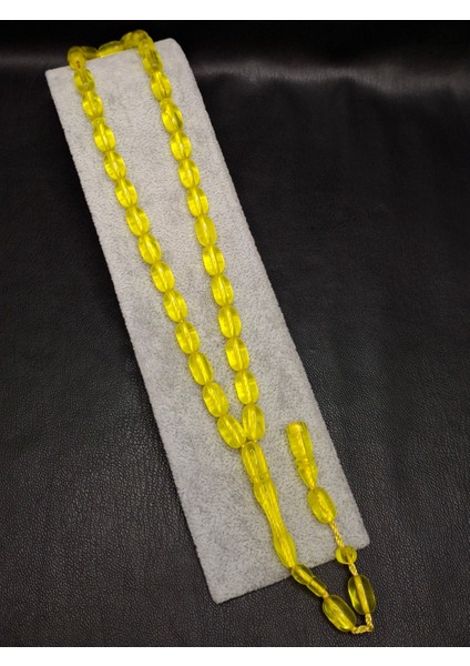 Sarı Renk Kapsül Kesim Üst Düzey Toz Kehribar Tesbih