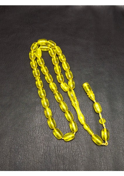 Sarı Renk Kapsül Kesim Üst Düzey Toz Kehribar Tesbih modelleri