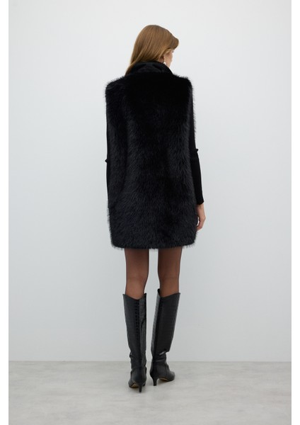 Kilit Tokalı Kürk Yelek Siyah K2617009_001 fiyatları