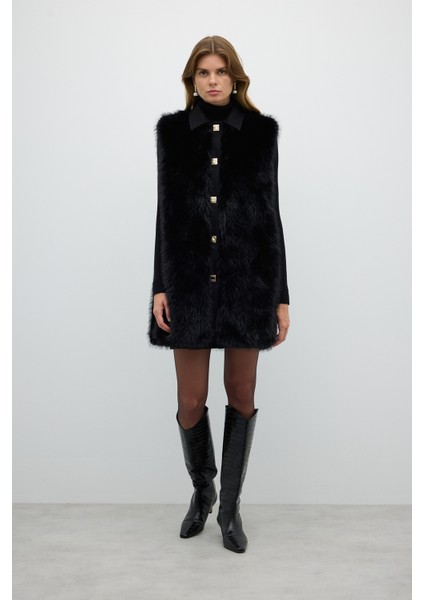 Kilit Tokalı Kürk Yelek Siyah K2617009_001 indirimleri