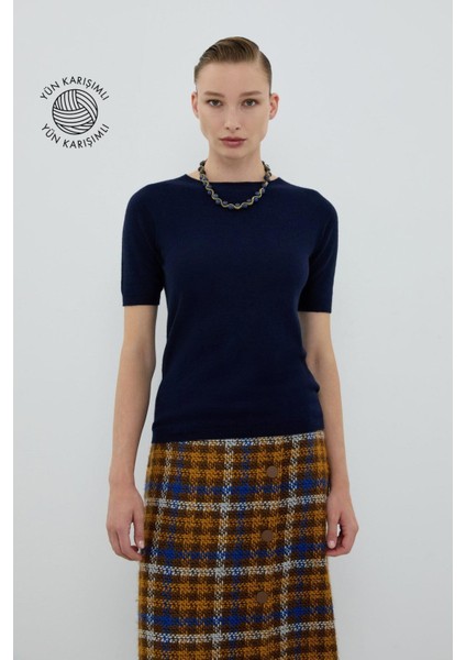 Bisiklet Yaka Triko Lacivert K2671024_015