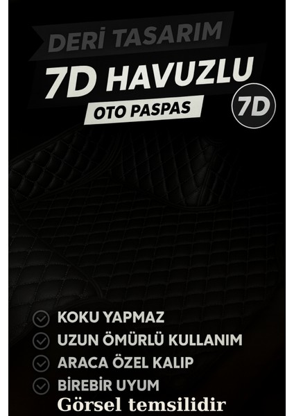 Peugeot 301 2019 7d Havuzlu Deri Oto Paspas Seti - [siyah]