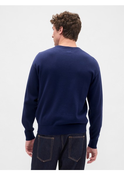Erkek Lacivert Relaxed Gap Logo Intarsia Sweat fırsatları