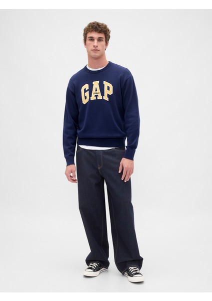 Erkek Lacivert Relaxed Gap Logo Intarsia Sweat indirimleri