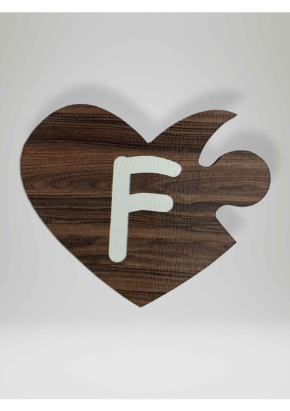 F Harfi (Sol Parça) – Ahşap Puzzle Kalp Harf Magnet – Buzdolabı Süsü – Ikili Uyumlu (KOD:1002)