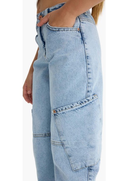 Kız Çocuk Baggy Fit Geniş Bol Paça Jean Pantolon E1742A825SM