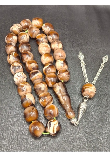 Özel Büyük Model Kahverengi Fıçı Kesim Toz Kehribar Tesbih modelleri