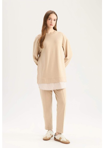 Harem Basic Düz Sweatshirt Kumaşı Pantolon D9363AX25SP