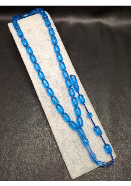 Mavi Renk Kapsül Kesim Üst Düzey Toz Kehribar Tesbih