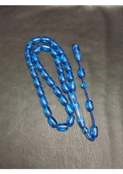 Mavi Renk Kapsül Kesim Üst Düzey Toz Kehribar Tesbih modelleri