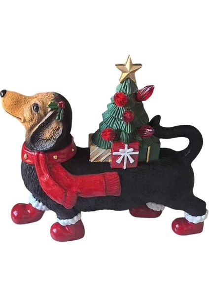 Dachshund Figürleri Sevimli Işıklı Heykel Köpek Yılbaşı Dekoru Küçük Figürler Masa Masa Raf Ev Yatak Odası Için (Yurt Dışından)