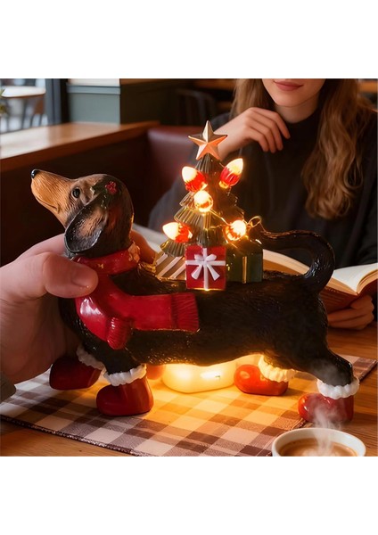 Dachshund Figürleri Sevimli Işıklı Heykel Köpek Yılbaşı Dekoru Küçük Figürler Masa Masa Raf Ev Yatak Odası Için (Yurt Dışından) fiyatları