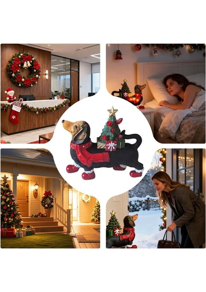 Dachshund Figürleri Sevimli Işıklı Heykel Köpek Yılbaşı Dekoru Küçük Figürler Masa Masa Raf Ev Yatak Odası Için (Yurt Dışından) modelleri