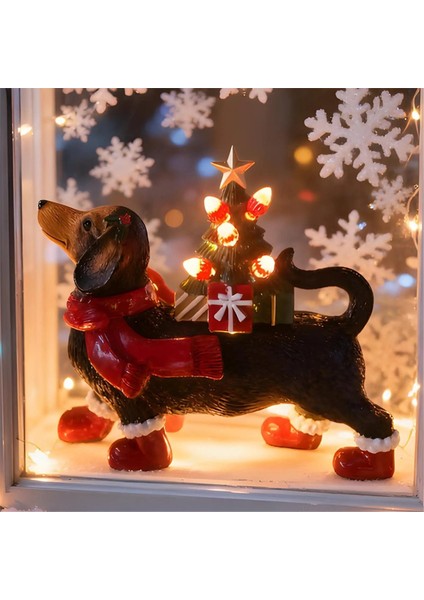 Dachshund Figürleri Sevimli Işıklı Heykel Köpek Yılbaşı Dekoru Küçük Figürler Masa Masa Raf Ev Yatak Odası Için (Yurt Dışından) fırsatları