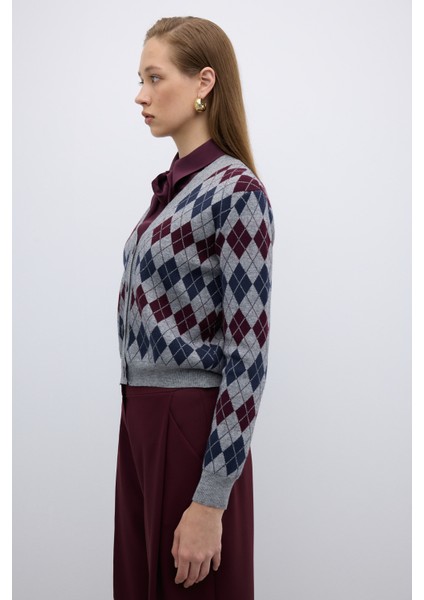 V Yaka Baklava Desenli Triko Hırka Standart Renk K2671019_089 modelleri