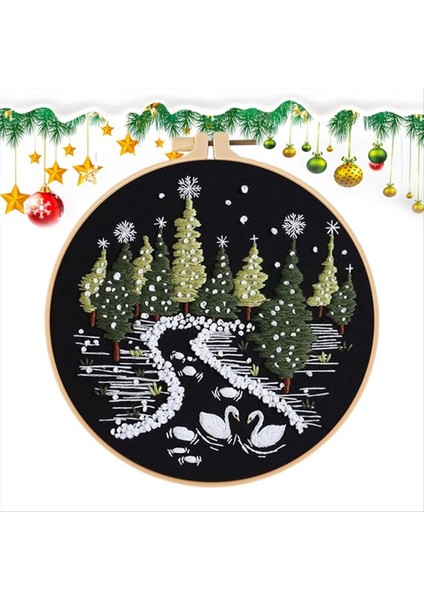 Noel Iğne Kitleri Kar Sahne Nakış Başlangıç Seti Tatil Süslemeleri Mutfak Oturma Odası Masaüstü Pencere C (Yurt Dışından)