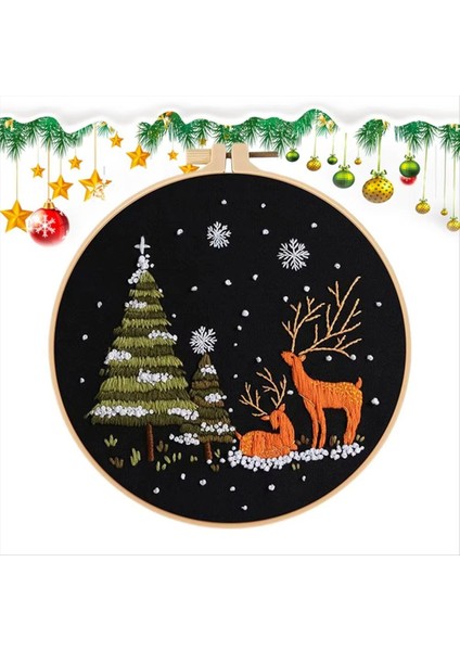 Noel Iğne Kitleri Kar Sahne Nakış Başlangıç Seti Tatil Süslemeleri Mutfak Oturma Odası Masaüstü Pencere D (Yurt Dışından)