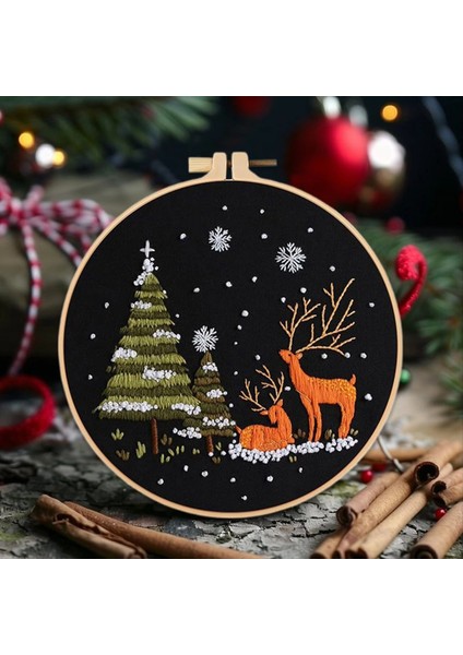 Noel Iğne Kitleri Kar Sahne Nakış Başlangıç Seti Tatil Süslemeleri Mutfak Oturma Odası Masaüstü Pencere D (Yurt Dışından) modelleri