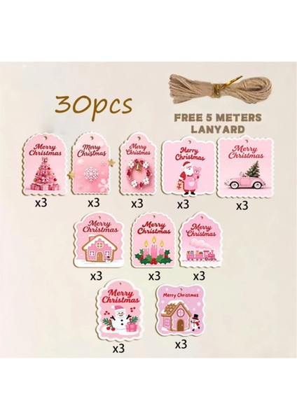 Dize ile Noel Etiketleri 30 Parça Kart Süsleri Tatil Doğum Günü Için Dize ve Delikli Ahşap Noel Etiketleri (Yurt Dışından) modelleri