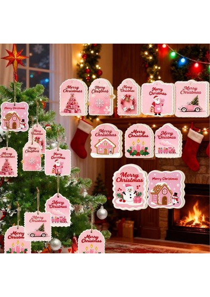 Dize ile Noel Etiketleri 30 Parça Kart Süsleri Tatil Doğum Günü Için Dize ve Delikli Ahşap Noel Etiketleri (Yurt Dışından) fırsatları