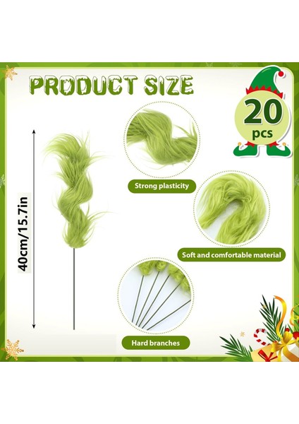 20 Adet Yeşil Tüylü Noel Ağacı Seçtikleri Topper Glitter Kıvırcık Berry Süsler Treewreath El Sanatları Vazo Dolgu (Yurt Dışından) fiyatları