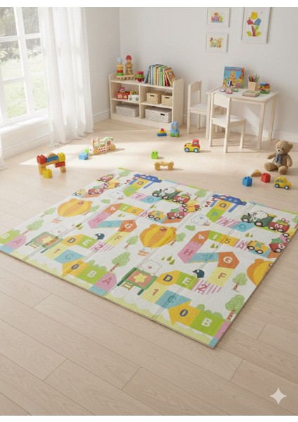 Katlanabilir Çift Taraflı Eğitici Çocuk Oyun Matı, Halısı 180X150 (Taşıma Çantalı) - Aslan Kral fiyatları