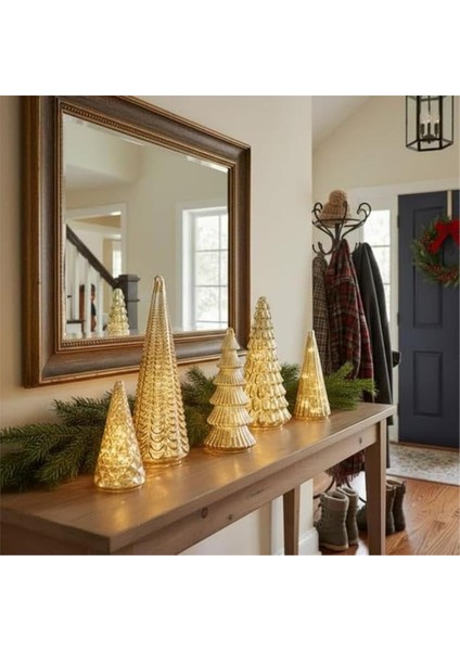 5 Adet Işıklı Cıva Cam Ağaçları Cıva Cam Yılbaşı Ağaçları Için LED ile Noel Dekoru Ev Partisi Mantel A (Yurt Dışından) fırsatları