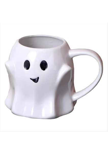 Hayalet Kupa 3D Sevimli Seramik Kahve Fincanı Hayalet Yaktı Kupa Cadılar Bayramı Kahve Süt Çay Lover (Beyaz) (Yurt Dışından)