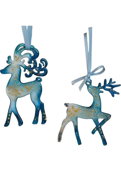 Noel Ağacı Süsü 2d Tatil Ren Geyiği Süsleme Noel Pencere Kenarı Için Zarif Kolye (Yurt Dışından)