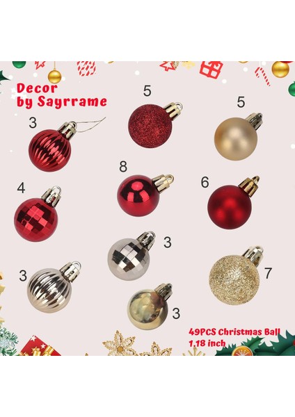 49 Paket Noel Top Süsleri Ağaç Süslemeleri 1.18 &quot;parçalanmamış Küçük Asılı Toplar (Yurt Dışından) indirimleri