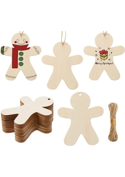 200 Adet Bitmemiş Ahşap Zencefilli Kurabiye Adam Süsler Kesikler Boş Ahşap Zencefilli Kurabiye Adam Asılı Dekorlar Sicim ile (Yurt Dışından) fiyatları