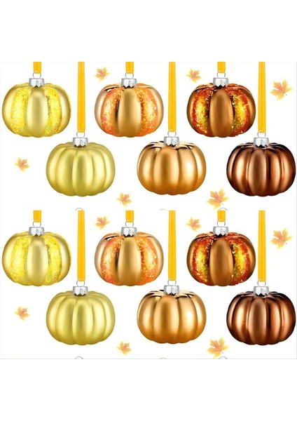 12PCS Noel Balkabağı Boyalı Top Dekorasyonlar Ev Setleri Süsler Noel Ağacı Kolye Noel Topları Plastik (Yurt Dışından)