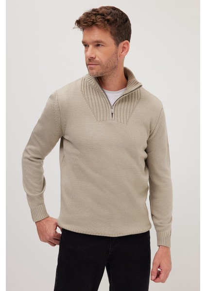 Erkek 3'lü Paket Zümrüt Yeşili-Bordo-Yeşil Slim Fit Dar Kesim Fermuarlı Dik Yaka Triko Kazak fırsatları