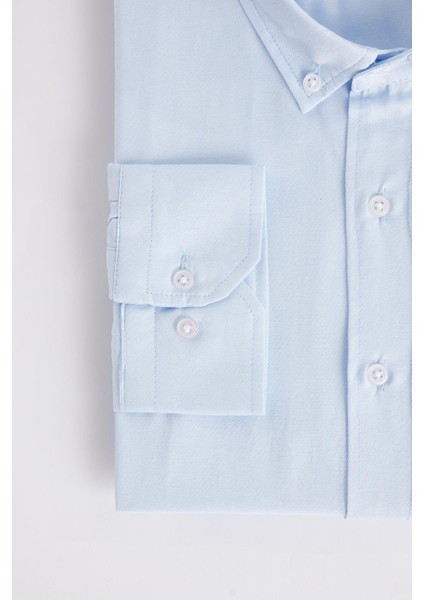 Erkek Big Size Büyük Beden Pamuklu Kolay Ütü Mavi Düğmeli Yaka Gömlek modelleri