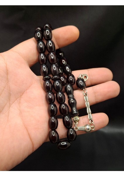 Koyu Vişne Siyah Renk Sıkma Kehribar Tesbih fiyatları