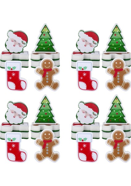 32 Adet Noel Süngerleri Mutfak Çift Taraflı Bulaşık Süngerleri Bulaşıkları Yıkamak Için Noel Noel Ağacı Zencefilli Kurabiye Adam (Yurt Dışından)