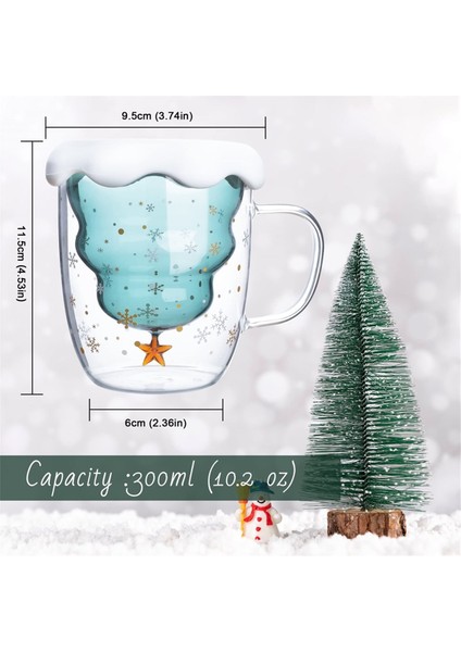2 Paket Noel Kupalar Çift Duvarlı Borosilikat Noel Kupa Seti Kar Tanesi Kapaklı 300ML Kahve Için Sevimli Kupalar (Yurt Dışından) fırsatları