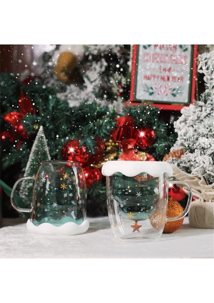 2 Paket Noel Kupalar Çift Duvarlı Borosilikat Noel Kupa Seti Kar Tanesi Kapaklı 300ML Kahve Için Sevimli Kupalar (Yurt Dışından) indirimleri
