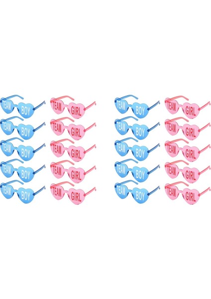 20 Adet Cinsiyet Reveal Gözlük Mavi Pembe Güneş Gözlüğü Çerçevesiz Takım Kız ve Erkek Bebek Duş Dekor Cinsiyet Reveal Parti (Yurt Dışından)