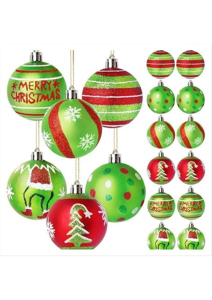 12 Adet Noel Ağacı Topu Süsler 2 4 Inç Işıltılı Plastik Noel Dekoru Için Asılı Süslemeler (Yurt Dışından)