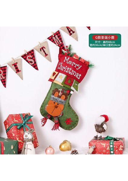 Yeni Noel Süsleri Karikatür Noel Çorapları Üç Boyutlu Çorap Dekoratif Çorap Kolye (Yurt Dışından)