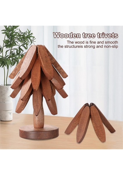 Ahşap Noel Ağacı Nihale Seti - 5 Katlanabilir Bardak Altlığı ve Sıcak Yemekler ve Masa Koruması Için 1 Stand Içerir (Yurt Dışından) indirimleri