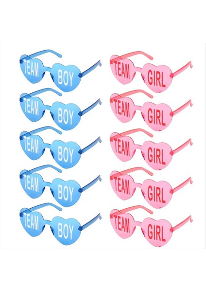 10 Adet Cinsiyet Reveal Gözlük Mavi Pembe Güneş Gözlüğü Çerçevesiz Takım Kız ve Erkek Bebek Duş Dekor Cinsiyet Reveal Parti (Yurt Dışından)